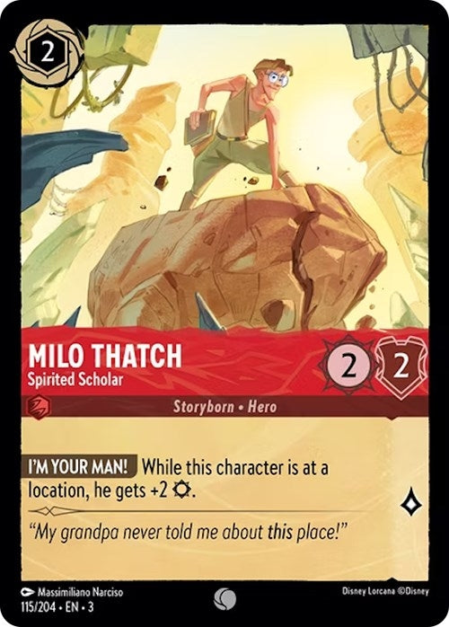 Image for Milo Thatch - Spirited Scholar (115/204) (3) - Disney Lorcana