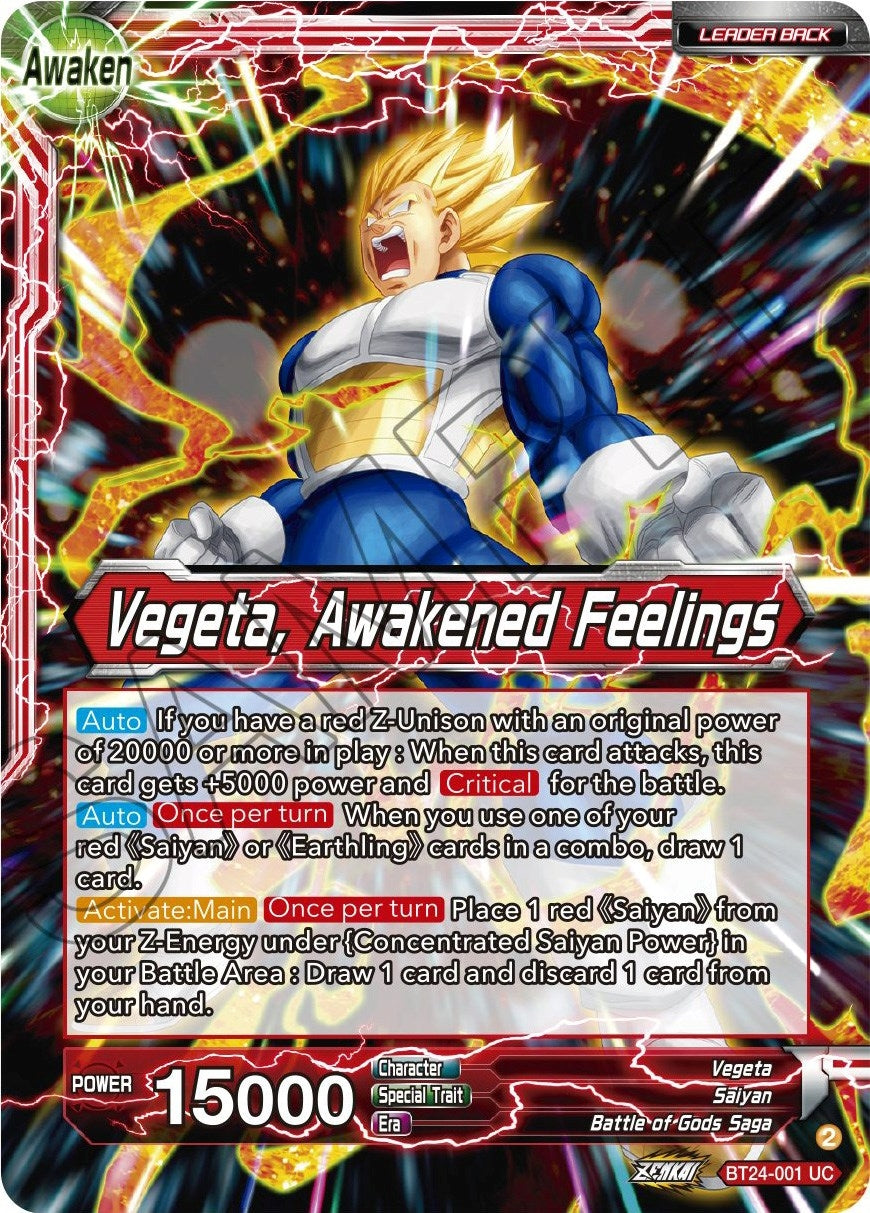 Image for Vegeta // Vegeta, Awakened Feelings (BT24-001) (BT24) - Dragon Ball Super: Masters