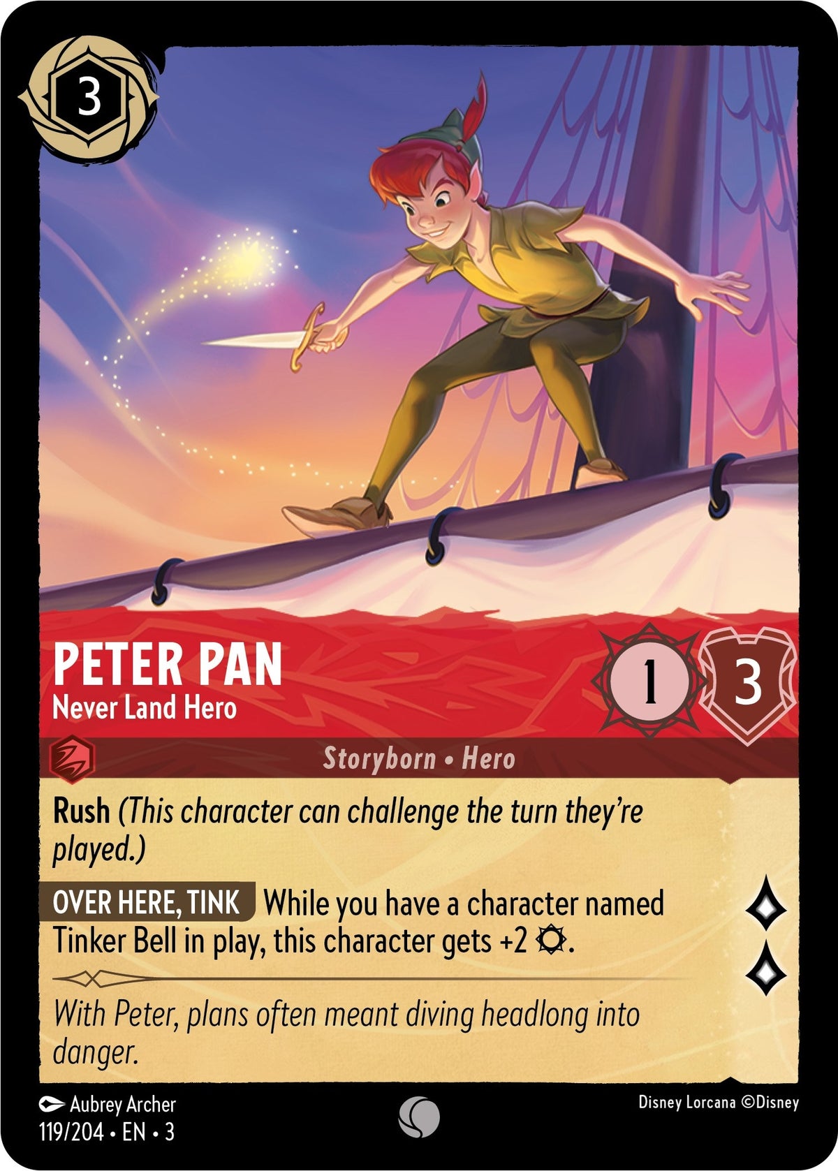 Image for Peter Pan - Never Land Hero (119/204) (3) - Disney Lorcana