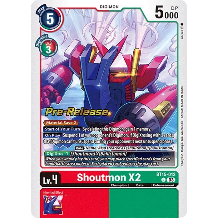 Image for Shoutmon X2 (BT15-012 U) (BT15_PR) - Digimon Card Game