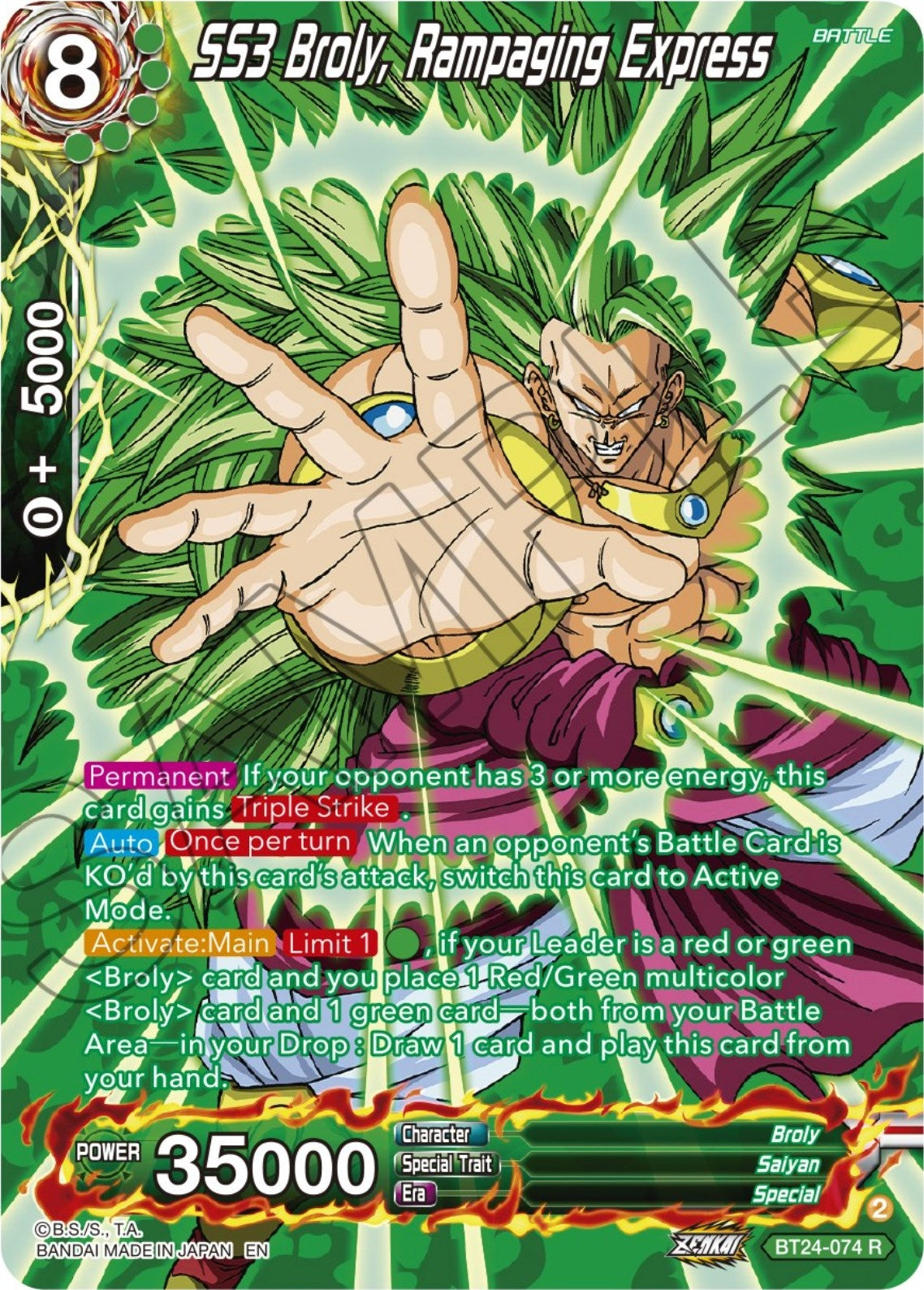Image for SS3 Broly, Rampaging Express (Collector Booster Silver) (BT24-074) (BT24) - Dragon Ball Super: Masters