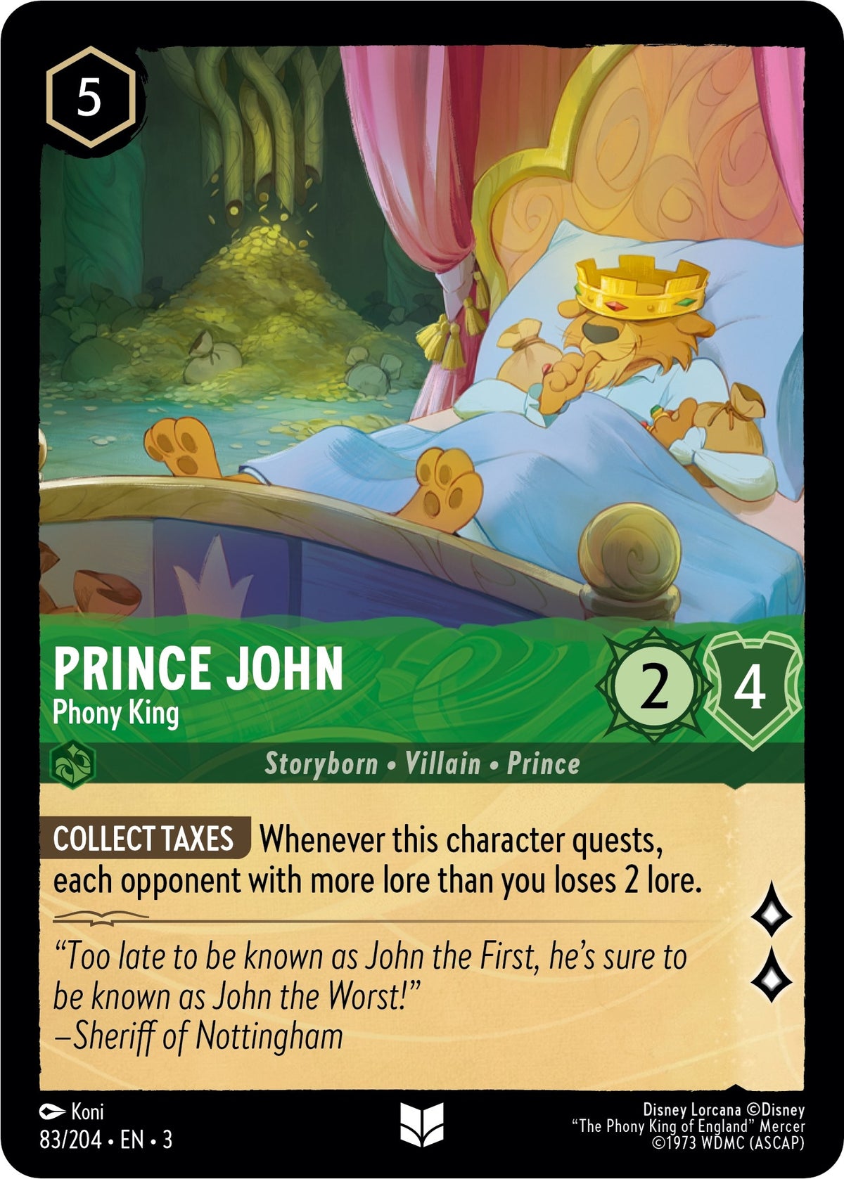 Image for Prince John - Phony King (83/204) (3) - Disney Lorcana