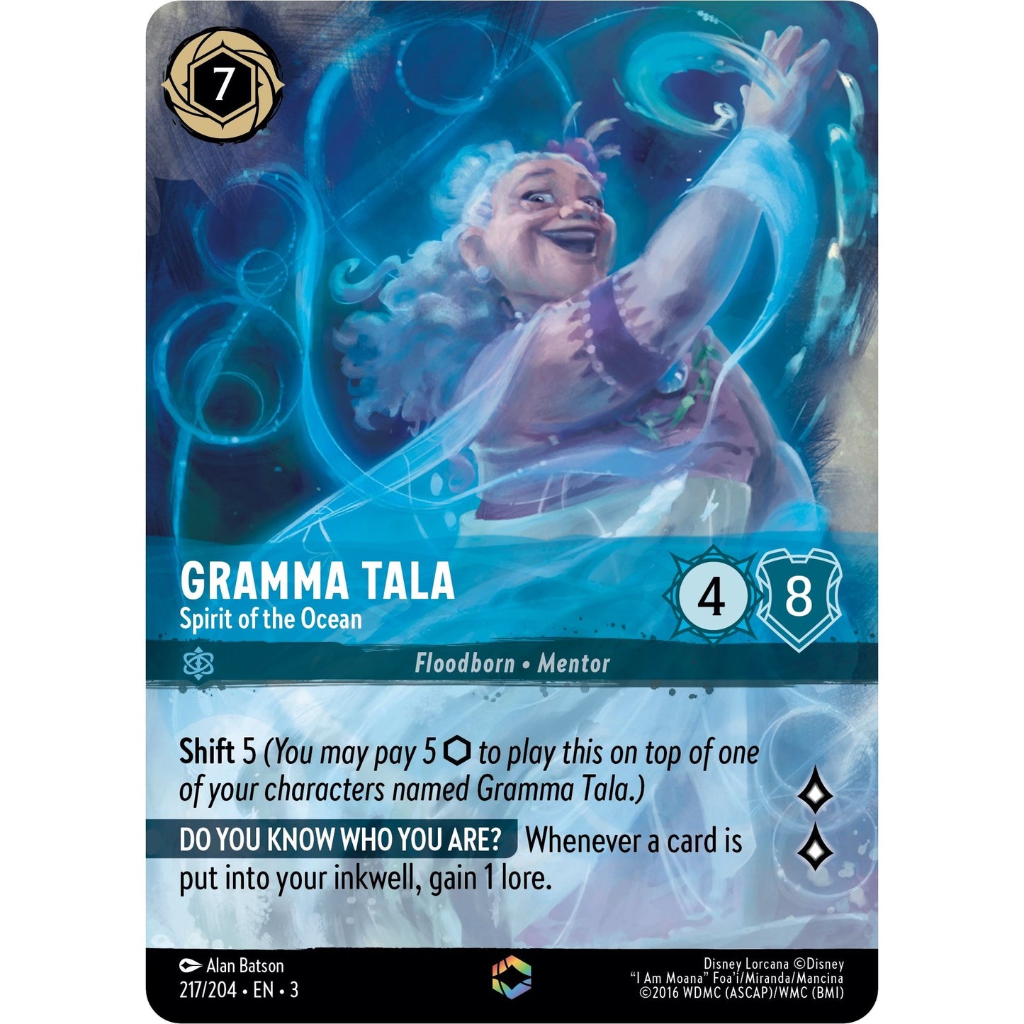 Image for Gramma Tala - Spirit of the Ocean (Enchanted) (217/204) (3) - Disney Lorcana