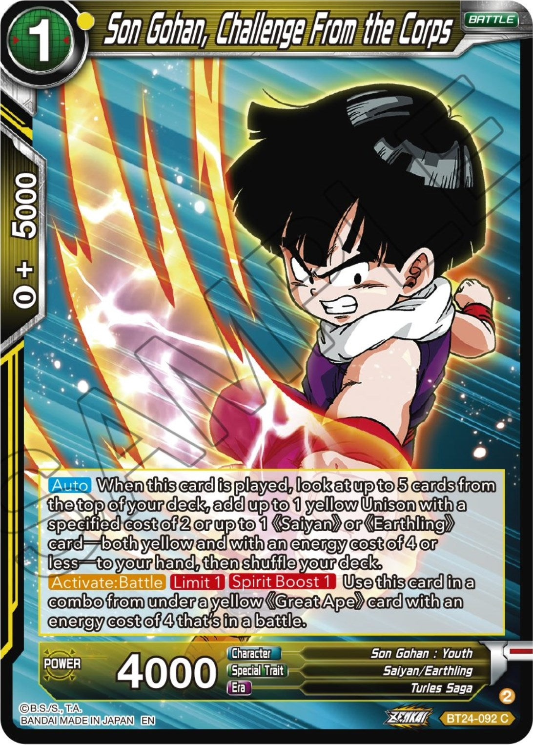 Image for Son Gohan, Challenge From the Corps (BT24-092) (BT24) - Dragon Ball Super: Masters