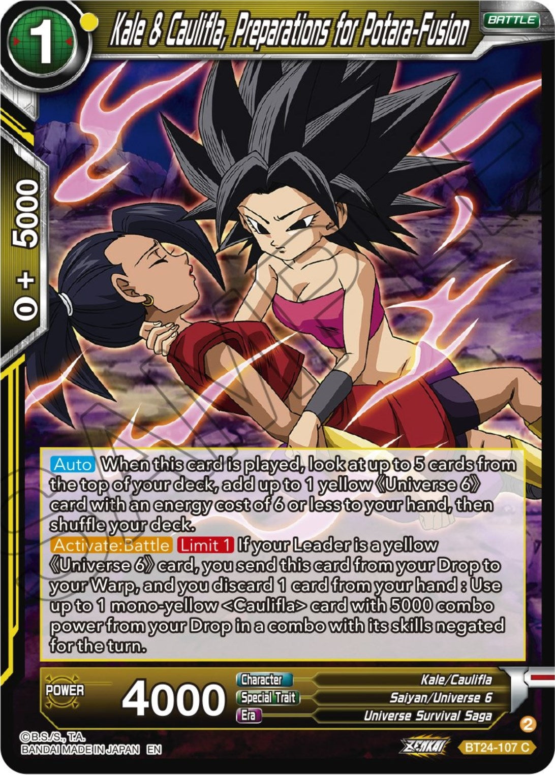 Image for Kale & Caulifla, Preparations for Potara-Fusion (BT24-107) (BT24) - Dragon Ball Super: Masters