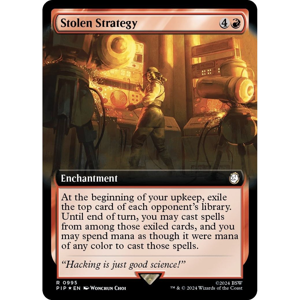 Image for Stolen Strategy (Extended Art) (Surge Foil) (995) (PIP) - Magic: The Gathering