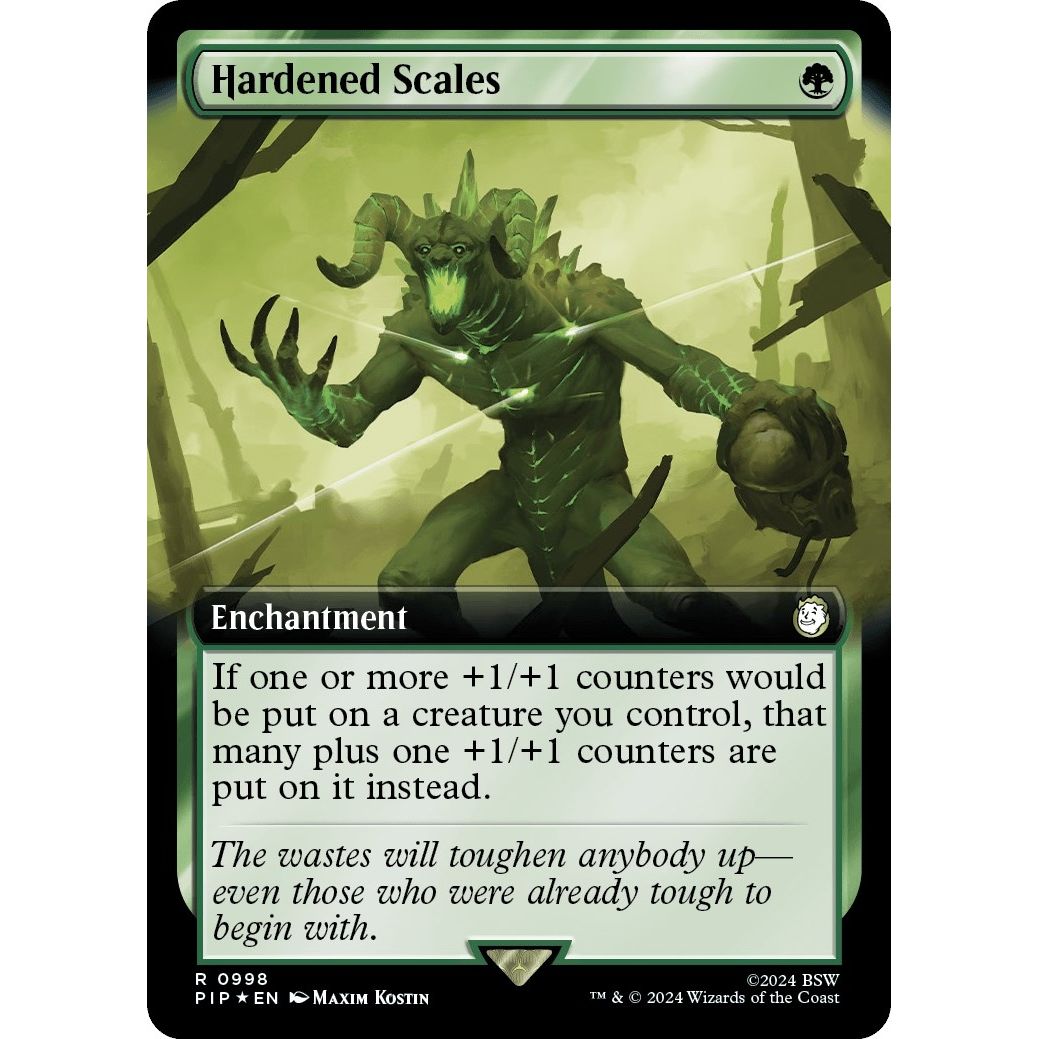Image for Hardened Scales (Extended Art) (Surge Foil) (998) (PIP) - Magic: The Gathering