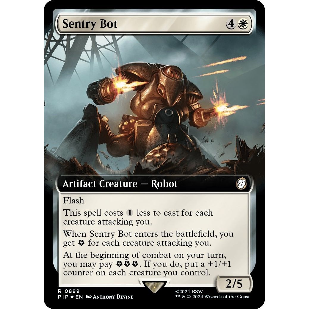 Image for Sentry Bot (Extended Art) (Surge Foil) (899) (PIP) - Magic: The Gathering