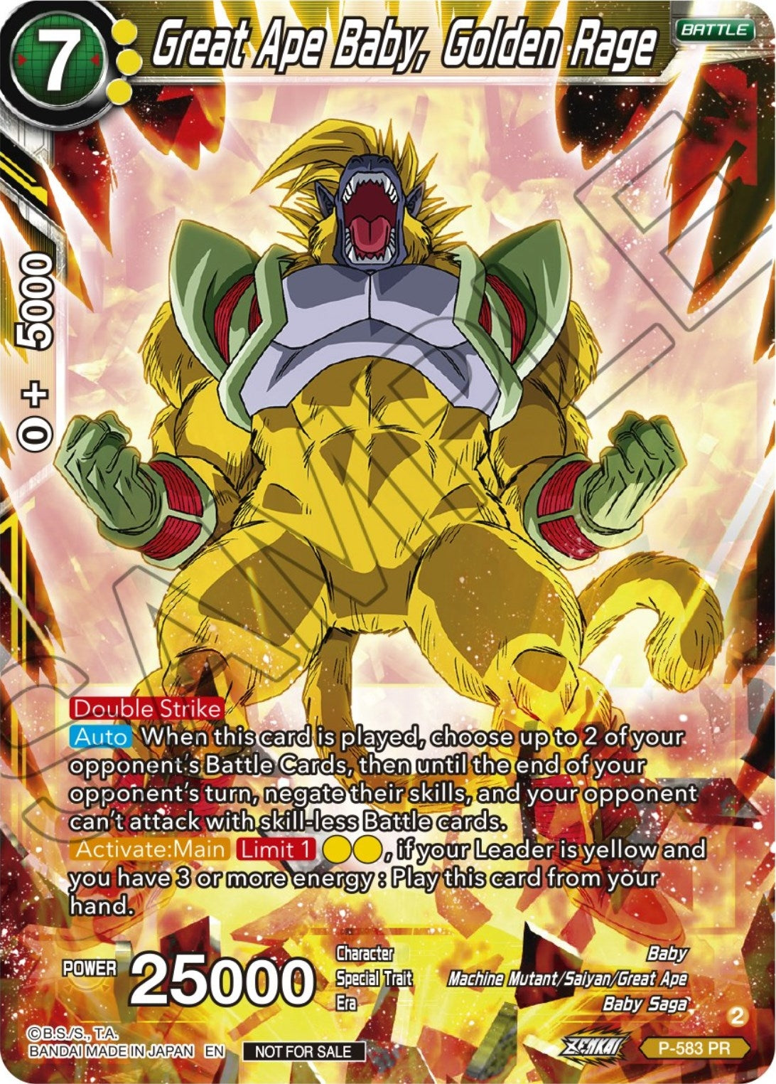 Image for Great Ape Baby, Golden Rage (Zenkai Series Tournament Pack Vol.7) (P-583) (TPR) - Dragon Ball Super: Masters