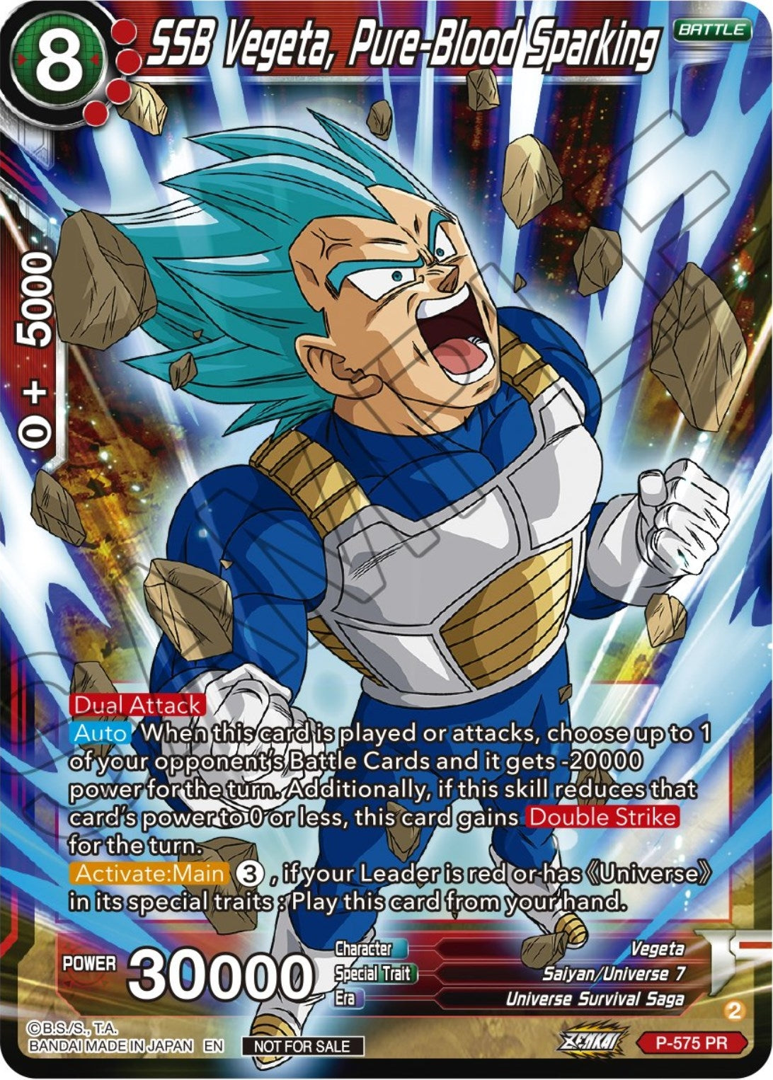 Image for SSB Vegeta, Pure-Blood Sparking (Zenkai Series Tournament Pack Vol.7) (P-575) (TPR) - Dragon Ball Super: Masters