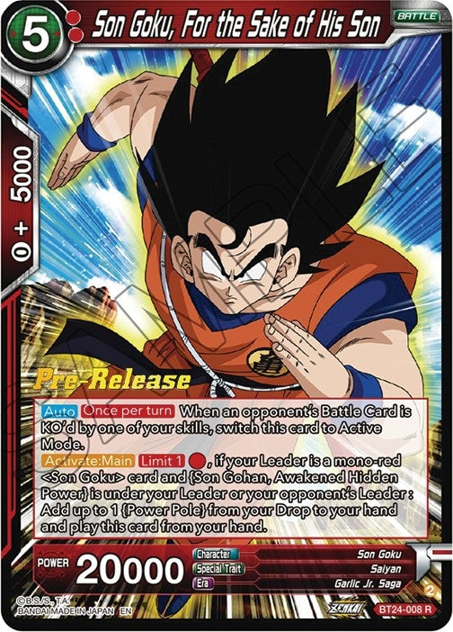 Image for Son Goku, For the Sake of His Son (BT24-008) (BT24_PR) - Dragon Ball Super: Masters