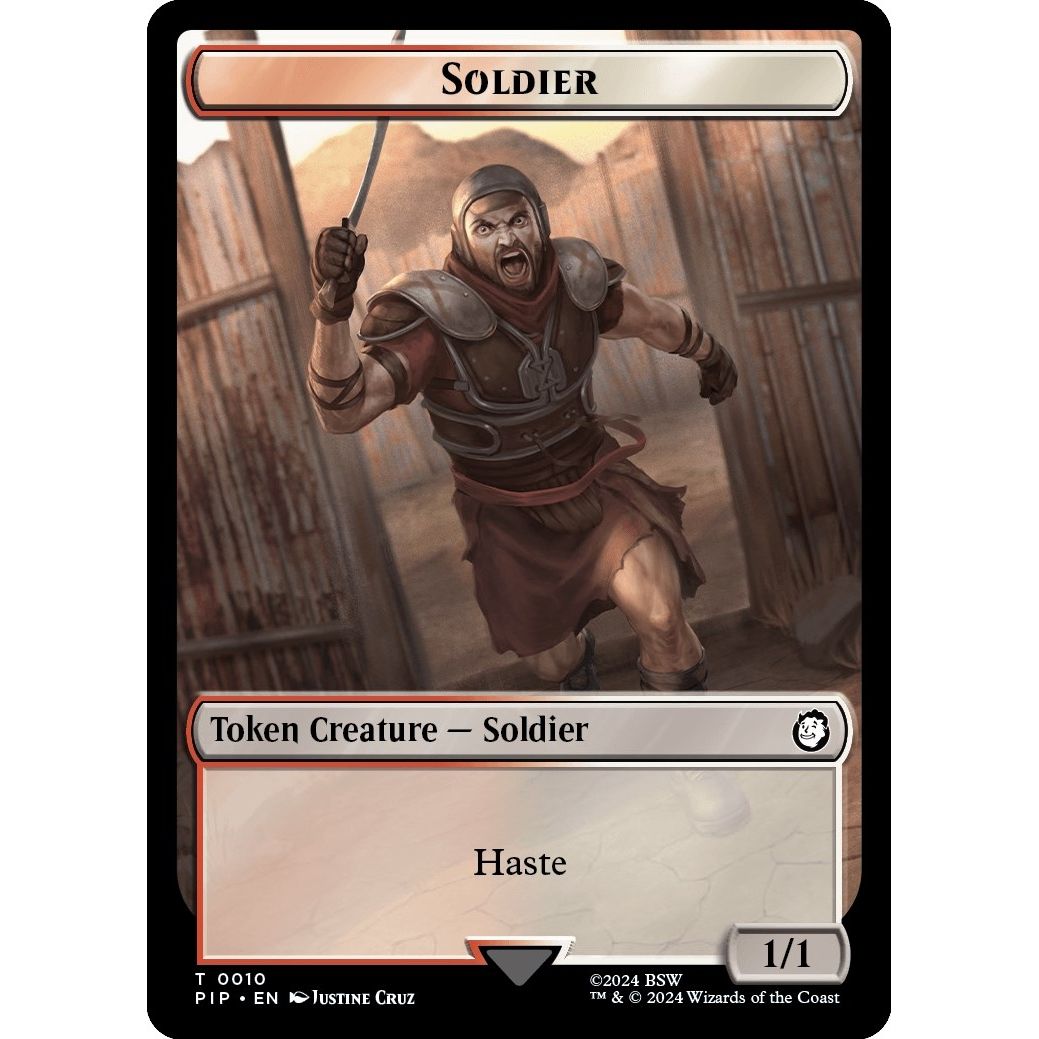 Image for Soldier (0010) // Warrior Double-Sided Token (10 // 5) (PIP) - Magic: The Gathering