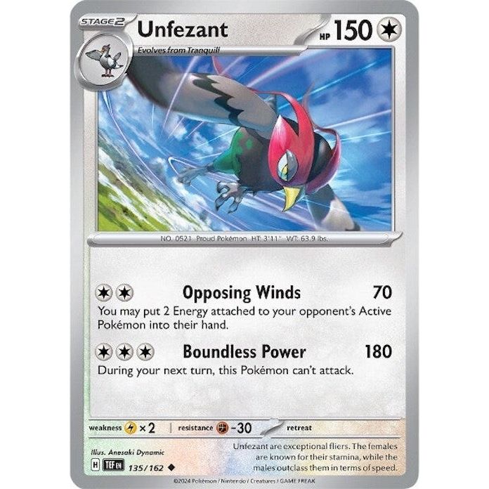 Image for Unfezant (135/162) (TEF) - Pokemon