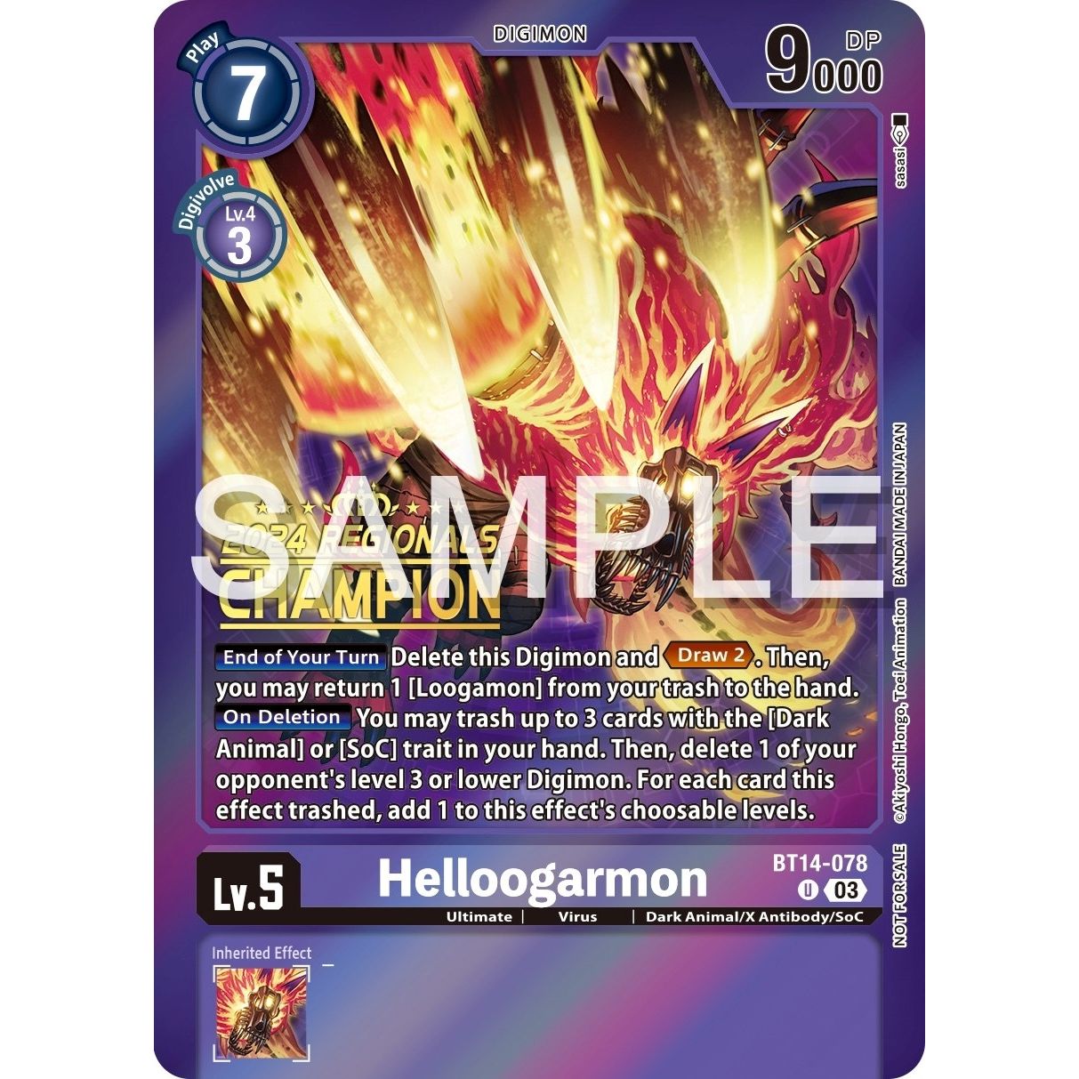 Image for Helloogarmon (2024 Regionals Champion) (BT14-078 U) (BT14) - Digimon Card Game
