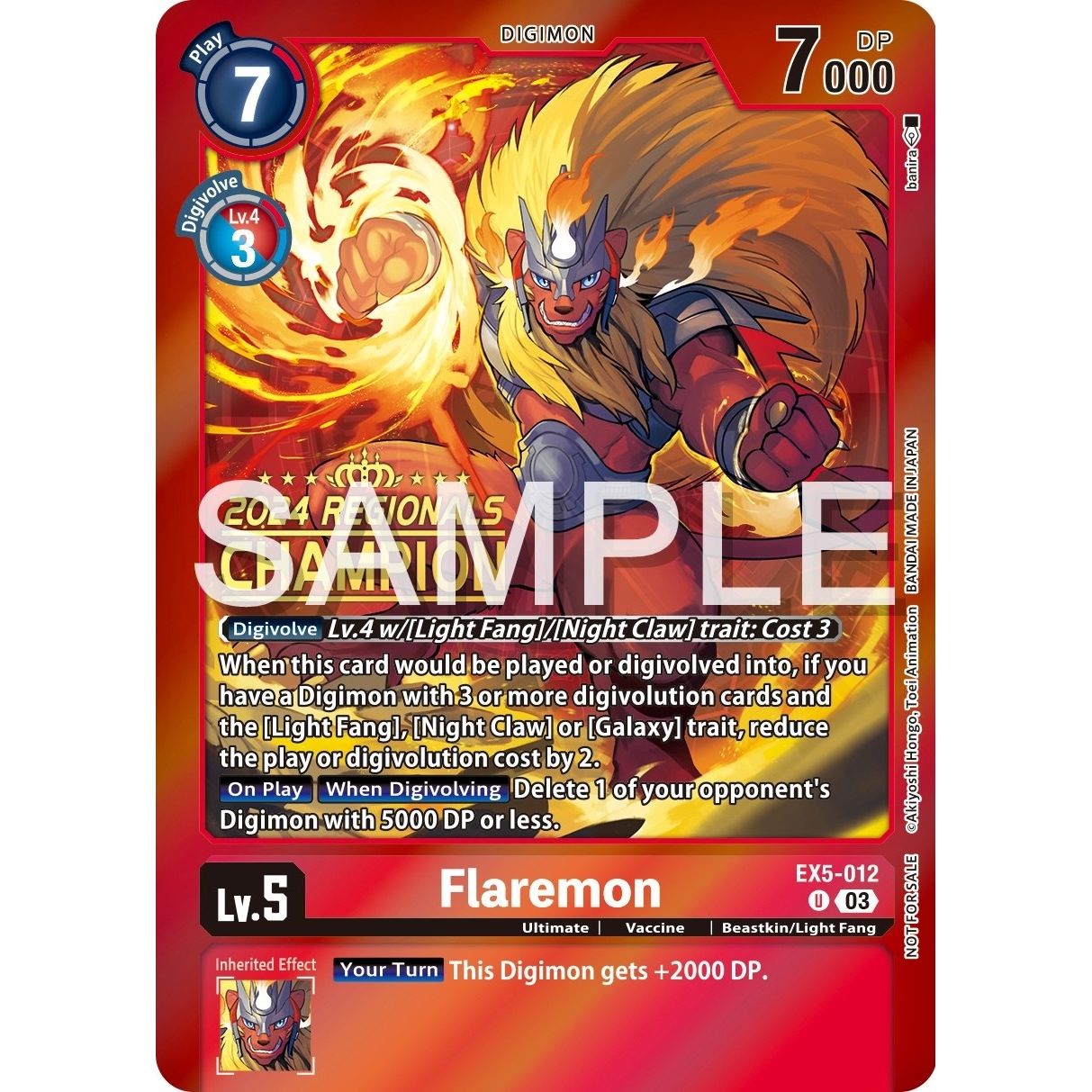 Image for Flaremon (2024 Regionals Champion) (EX5-012 U) (EX05) - Digimon Card Game