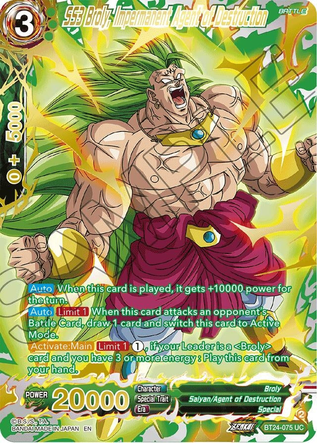 Image for SS3 Broly, Impermanent Agent of Destruction (Collector Booster Gold) (BT24-075) (BT24) - Dragon Ball Super: Masters