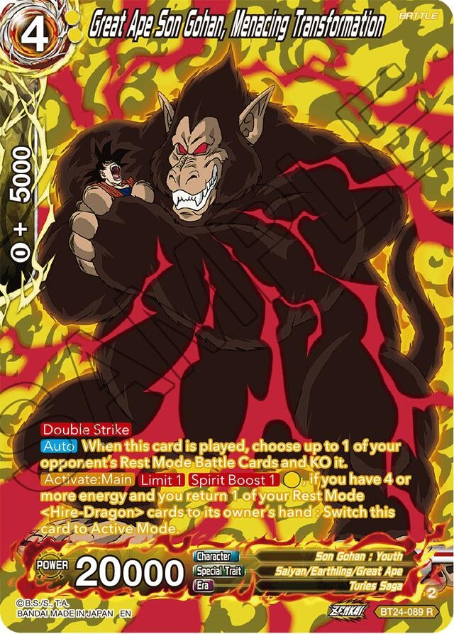 Image for Great Ape Son Gohan, Menacing Transformation (Collector Booster Silver) (BT24-089) (BT24) - Dragon Ball Super: Masters