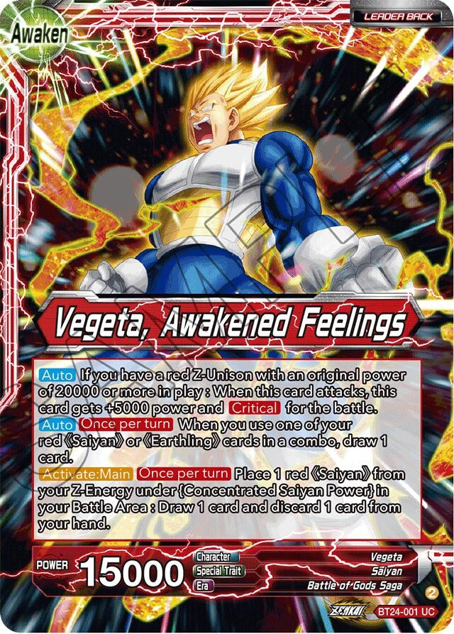 Image for Vegeta // Vegeta, Awakened Feelings (Collector Booster Foil) (BT24-001) (BT24) - Dragon Ball Super: Masters