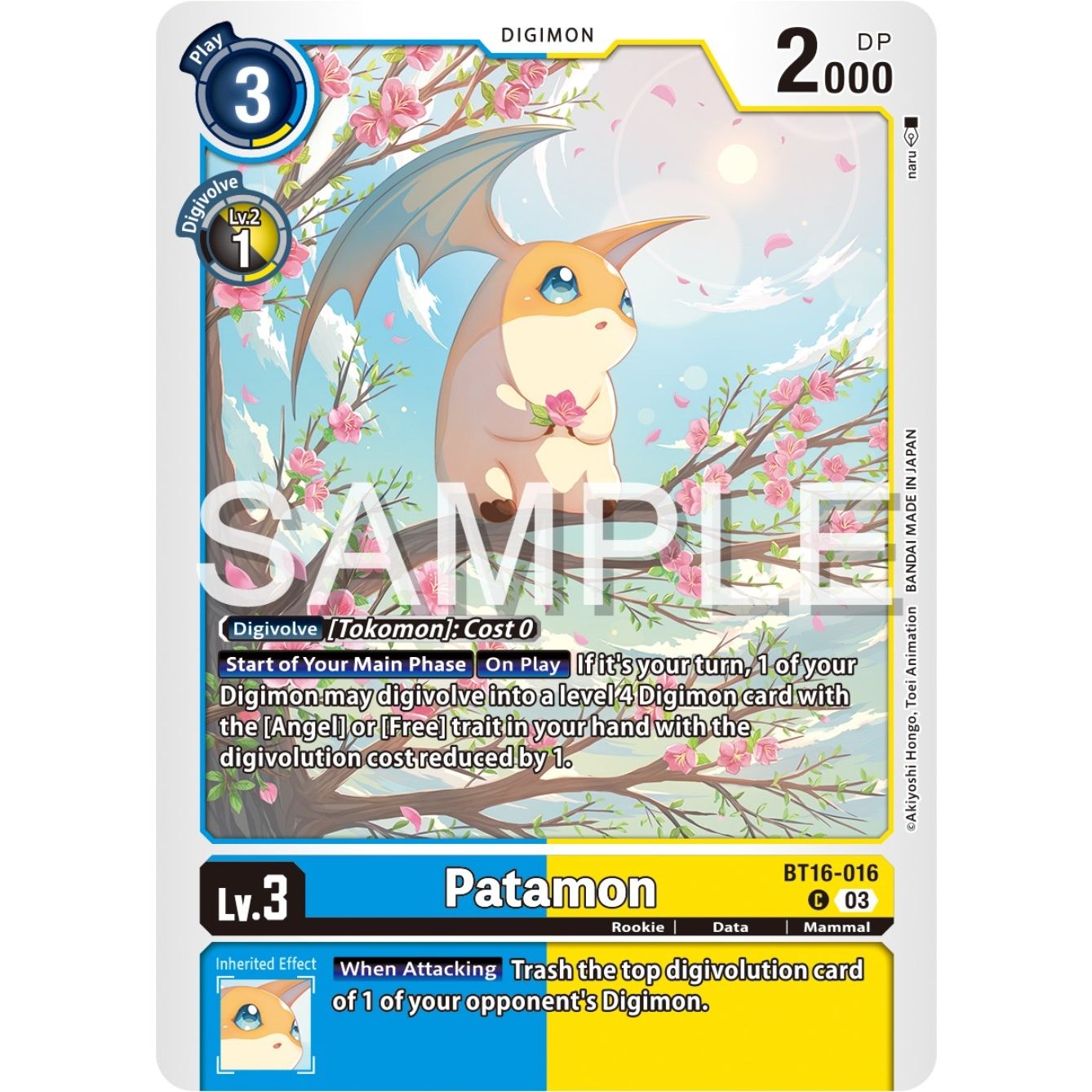 Image for Patamon (BT16-016 C) (BT16) - Digimon Card Game
