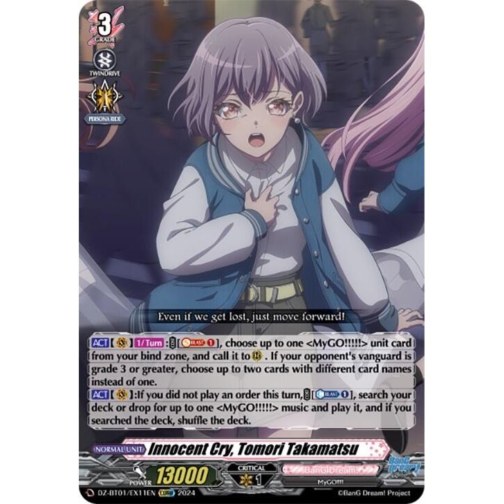 Image for Innocent Cry, Tomori Takamatsu (EXRRR) (DZ-BT01/EX11EN) (DZ-BT01) - Cardfight Vanguard