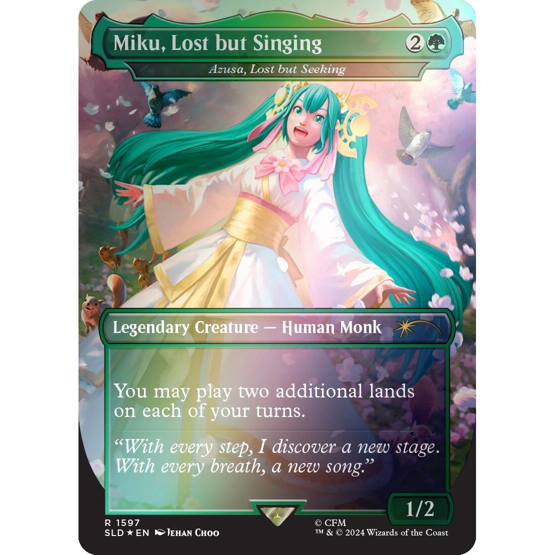 Image for Miku, Lost but Singing - Azusa, Lost but Seeking (Rainbow Foil) (1597) (SLD) - Magic: The Gathering