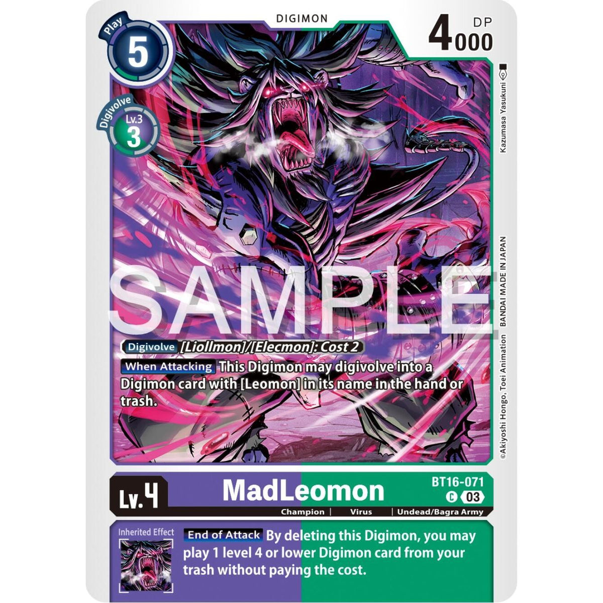 Image for MadLeomon (BT16-071 C) (BT16) - Digimon Card Game