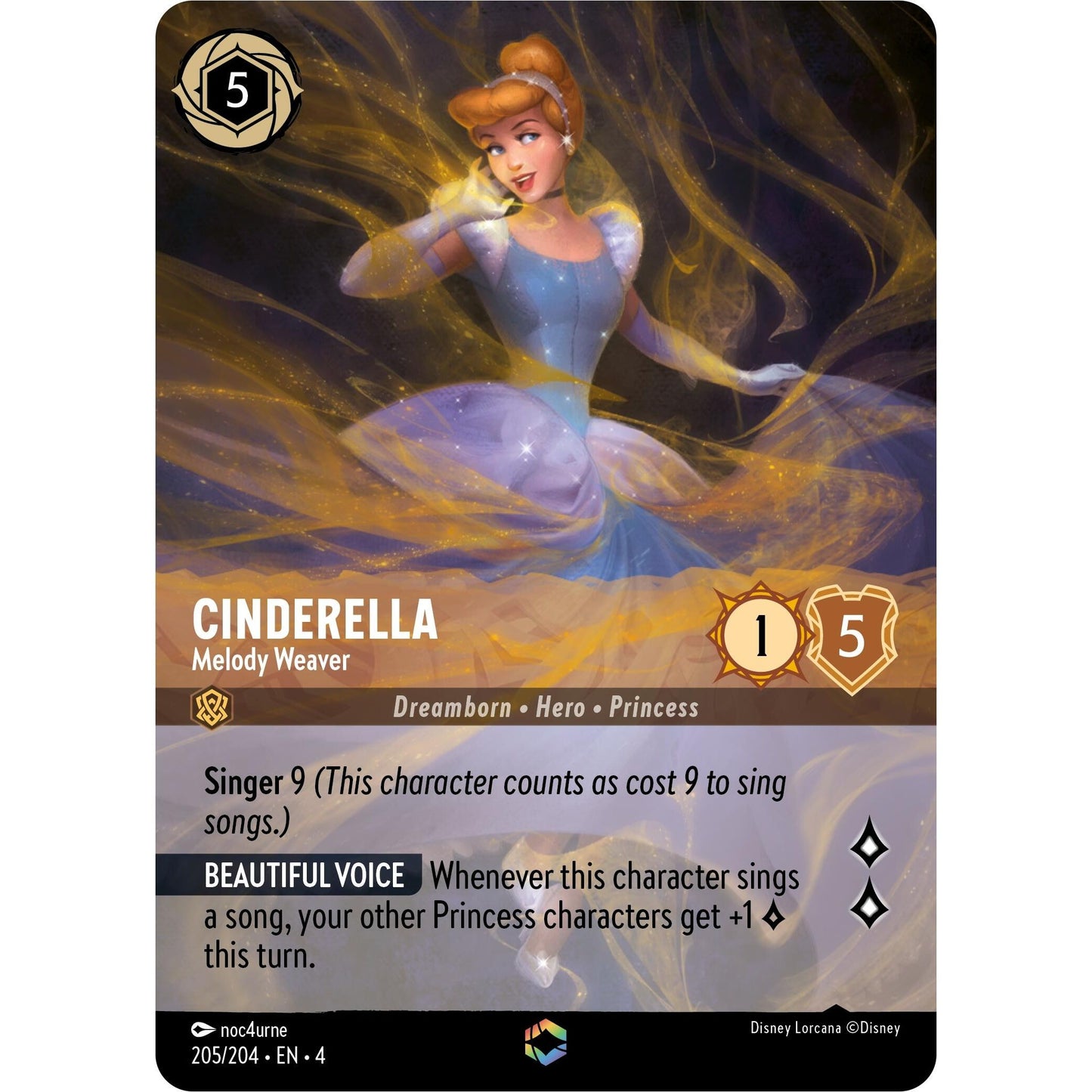 Image for Cinderella - Melody Weaver (Enchanted) (205/204) (4) - Disney Lorcana