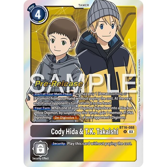 Image for Cody Hida & T.K. Takaishi (BT16-088 R) (BT16_PR) - Digimon Card Game