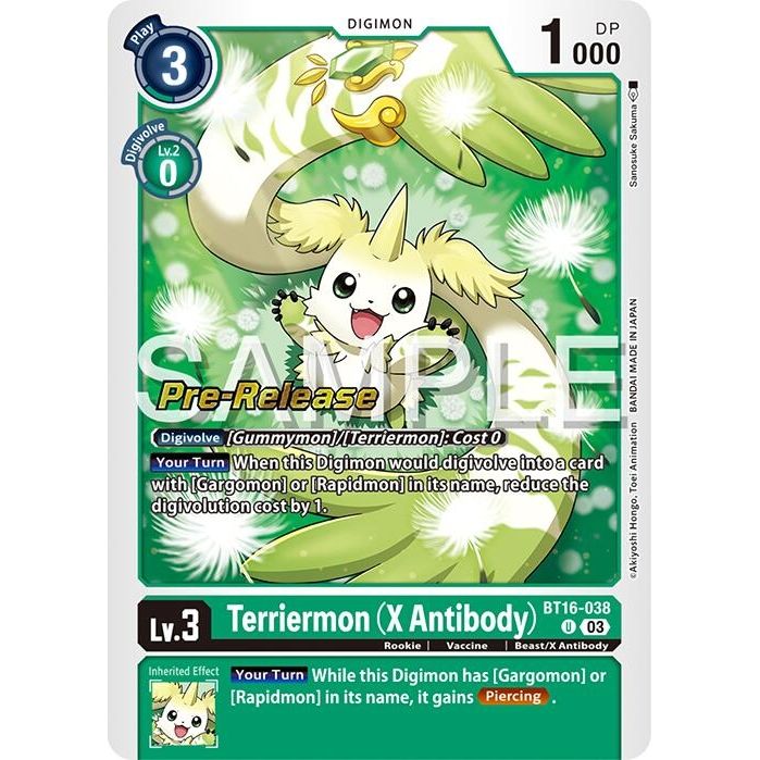 Image for Terriermon (X Antibody) (BT16-038 U) (BT16_PR) - Digimon Card Game
