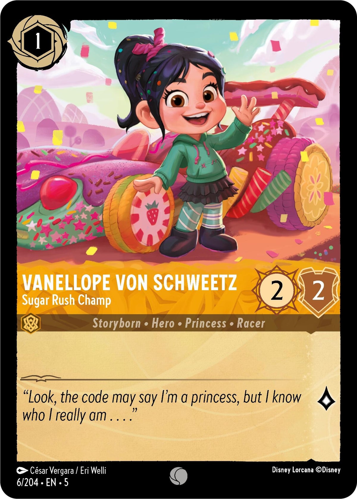 Image for Vanellope von Schweetz - Sugar Rush Champ (6/204) (5) - Disney Lorcana