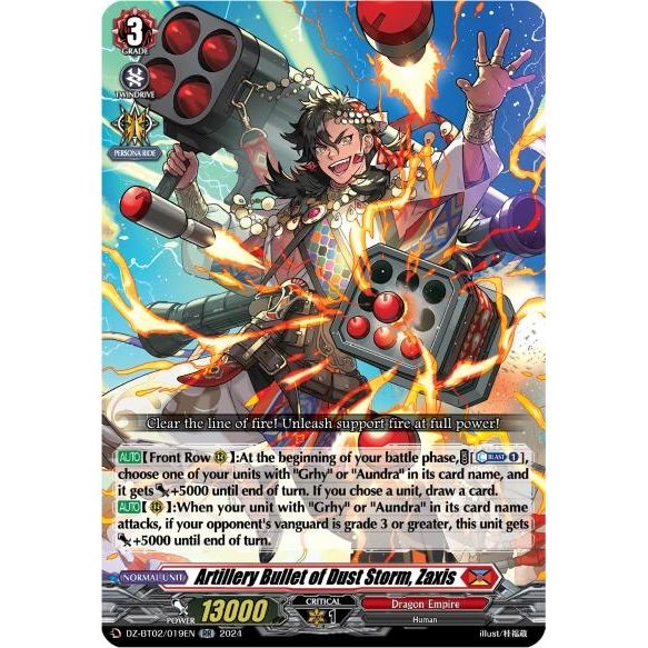 Image for Artillery Bullet of Dust Storm, Zaxis (DZ-BT02/019EN) (DZ-BT02) - Cardfight Vanguard