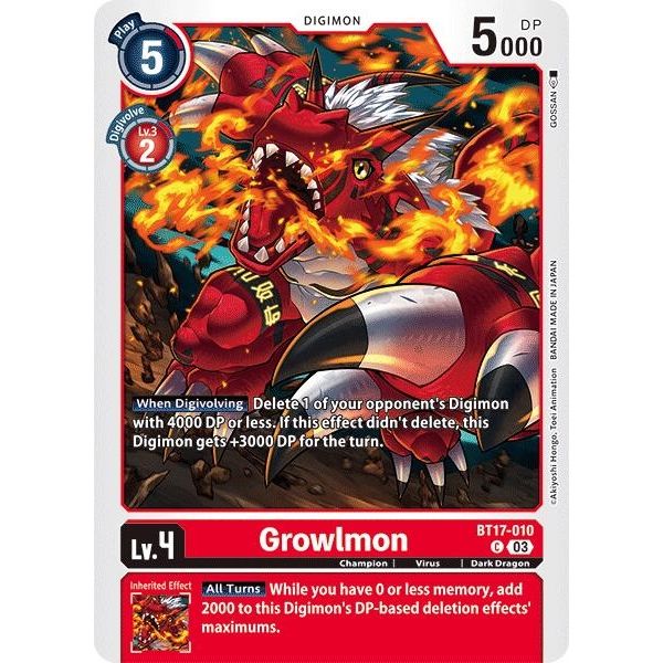 Image for Growlmon (BT17-010 C) (BT17) - Digimon Card Game