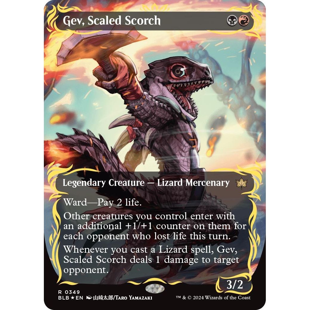 Image for Gev, Scaled Scorch (Borderless) (Raised Foil) (349) (BLB) - Magic: The Gathering