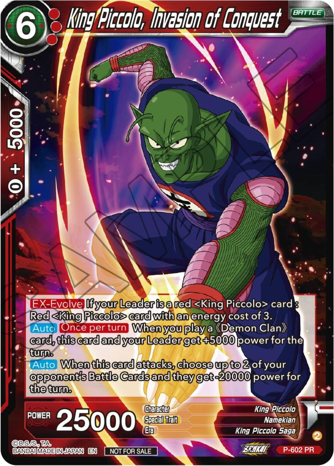 Image for King Piccolo, Invasion of Conquest (Zenkai Series Tournament Pack Vol.8) (P-602) (TPR) - Dragon Ball Super: Masters