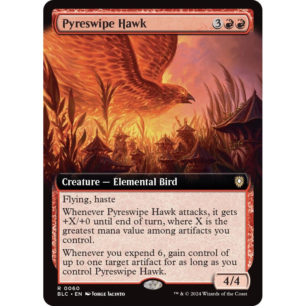 Image for Pyreswipe Hawk (Extended Art) (60) (BLC) - Magic: The Gathering