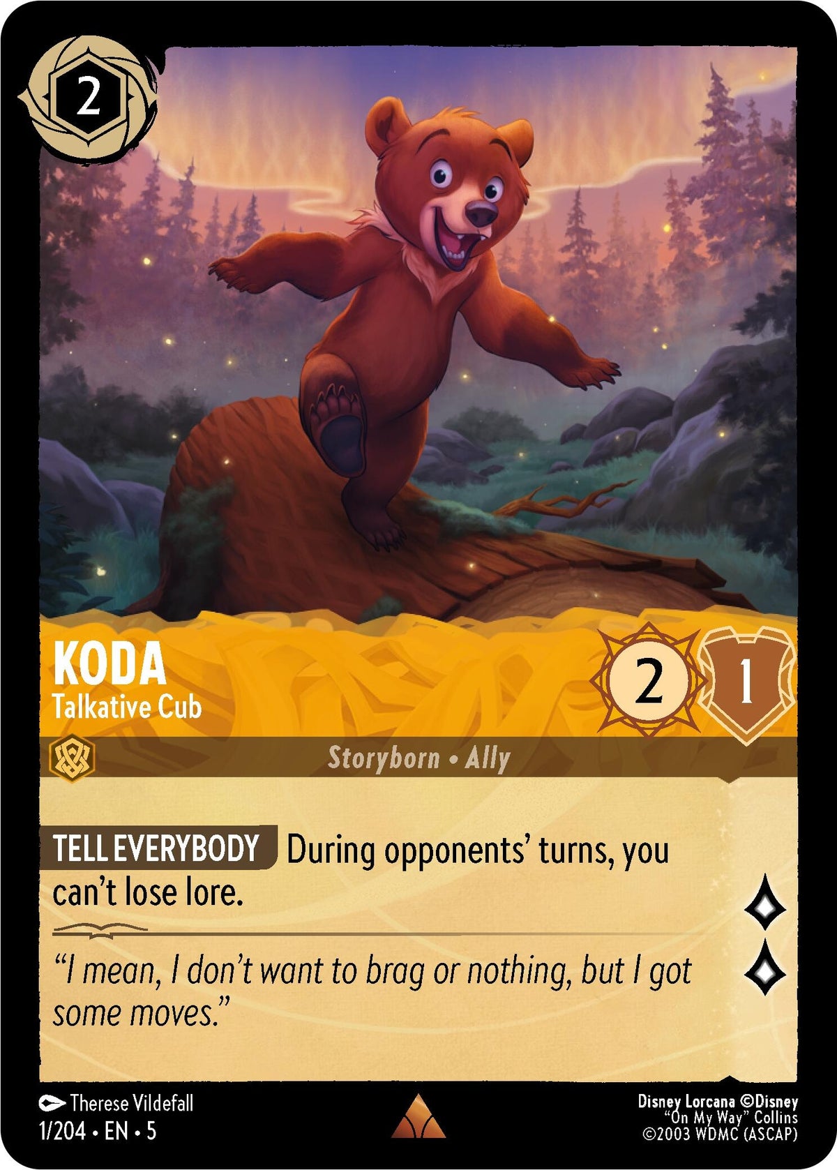 Image for Koda - Talkative Cub (1/204) (5) - Disney Lorcana