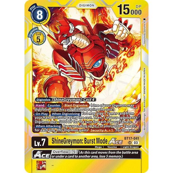 Image for ShineGreymon: Burst Mode ACE (BT17-041 SR) (BT17) - Digimon Card Game