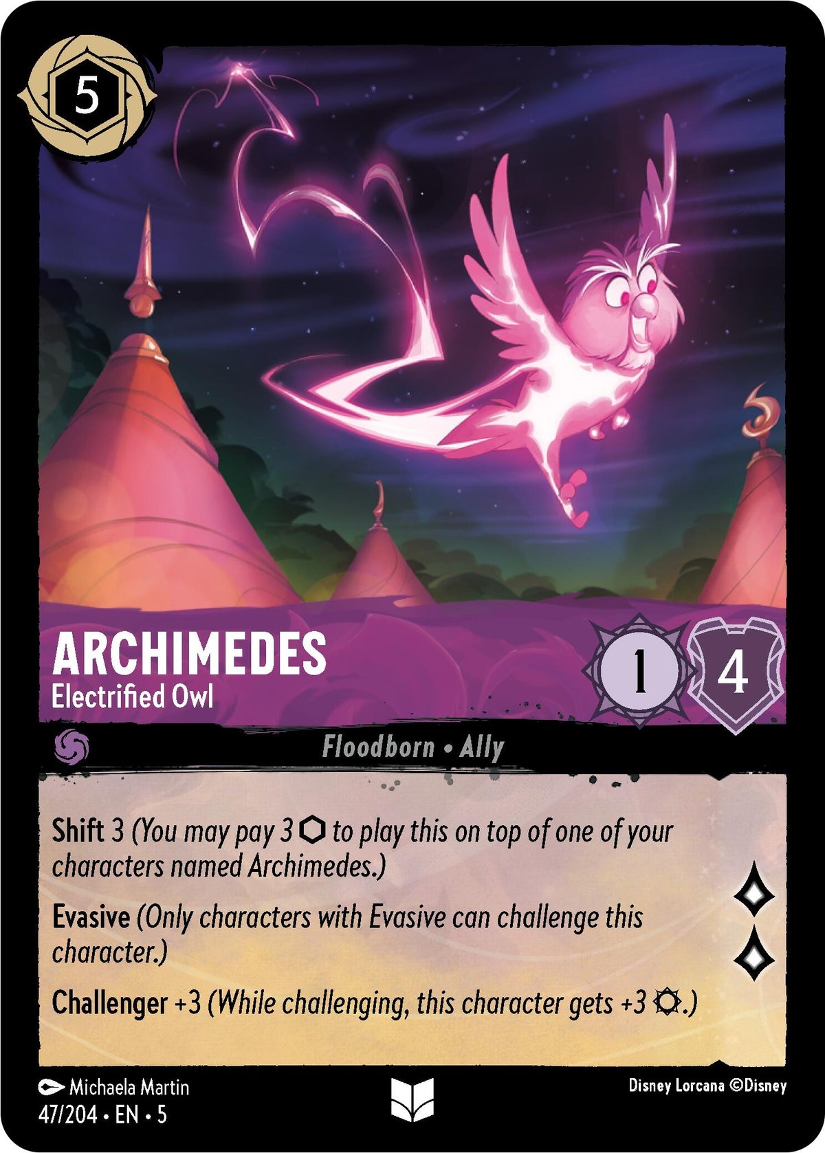 Image for Archimedes - Electrified Owl (47/204) (5) - Disney Lorcana
