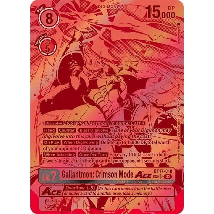 Image for Gallantmon: Crimson Mode ACE (Textured) (BT17-018 SR) (BT17) - Digimon Card Game