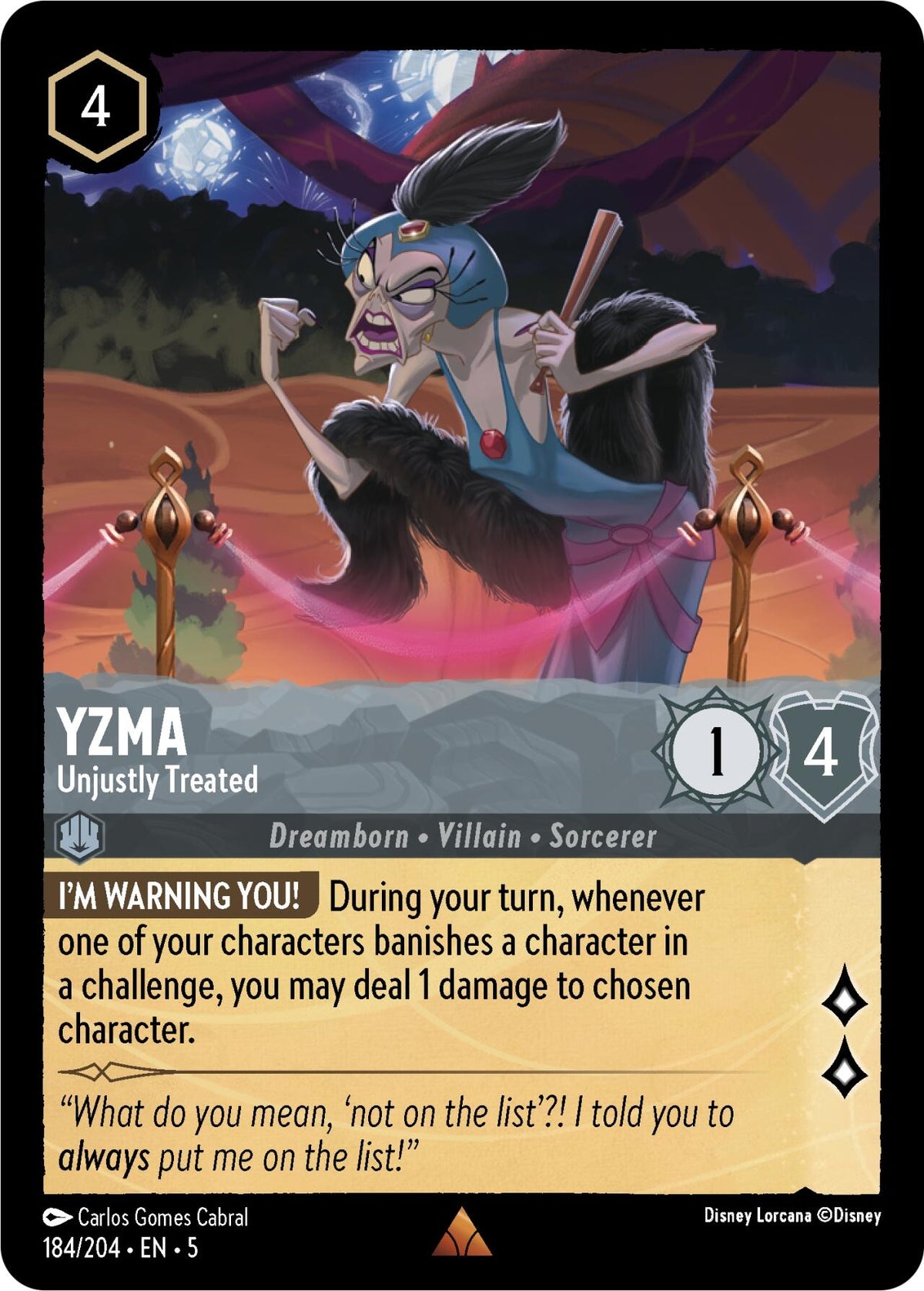 Image for Yzma - Unjustly Treated (184/204) (5) - Disney Lorcana