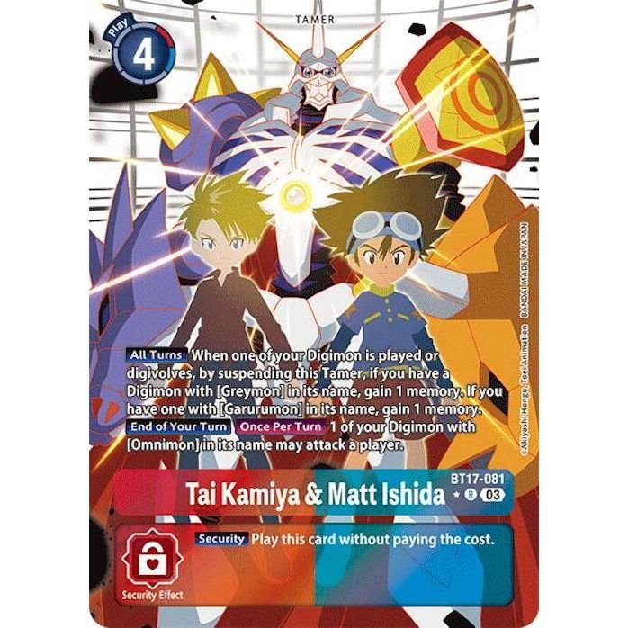 Image for Tai Kamiya & Matt Ishida (Alternate Art) (BT17-081 R) (BT17) - Digimon Card Game