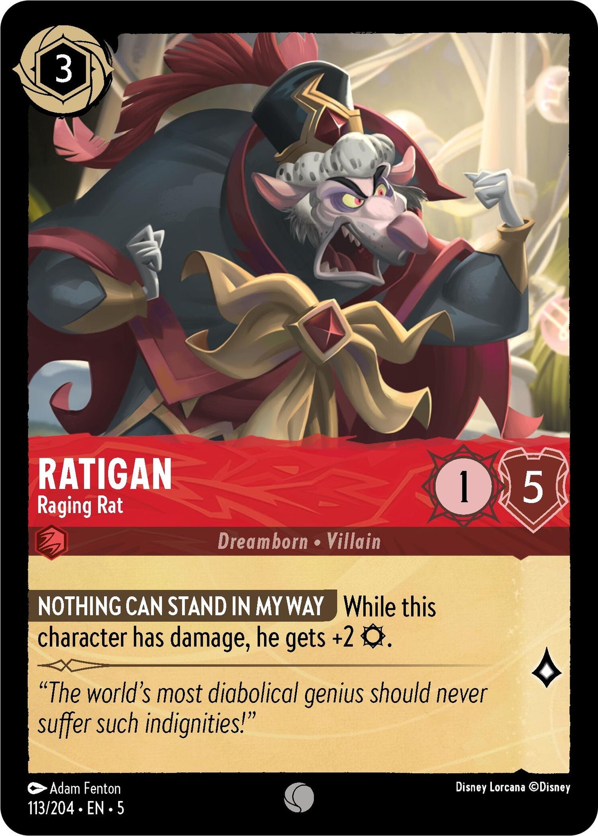 Image for Ratigan - Raging Rat (113/204) (5) - Disney Lorcana