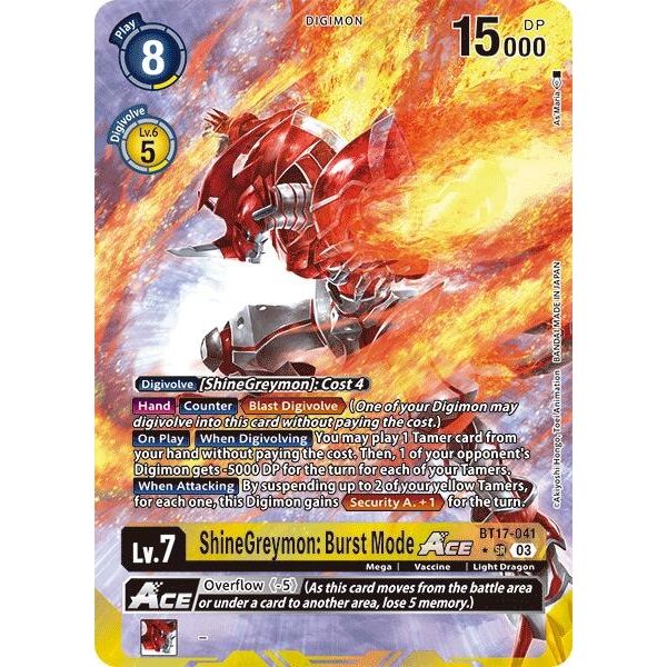 Image for ShineGreymon: Burst Mode ACE (Alternate Art) (BT17-041 SR) (BT17) - Digimon Card Game