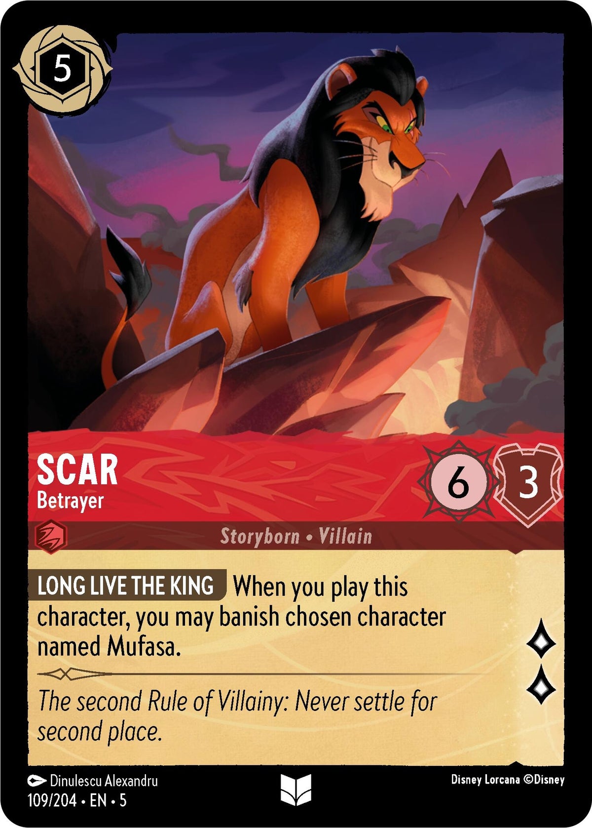 Image for Scar - Betrayer (109/204) (5) - Disney Lorcana