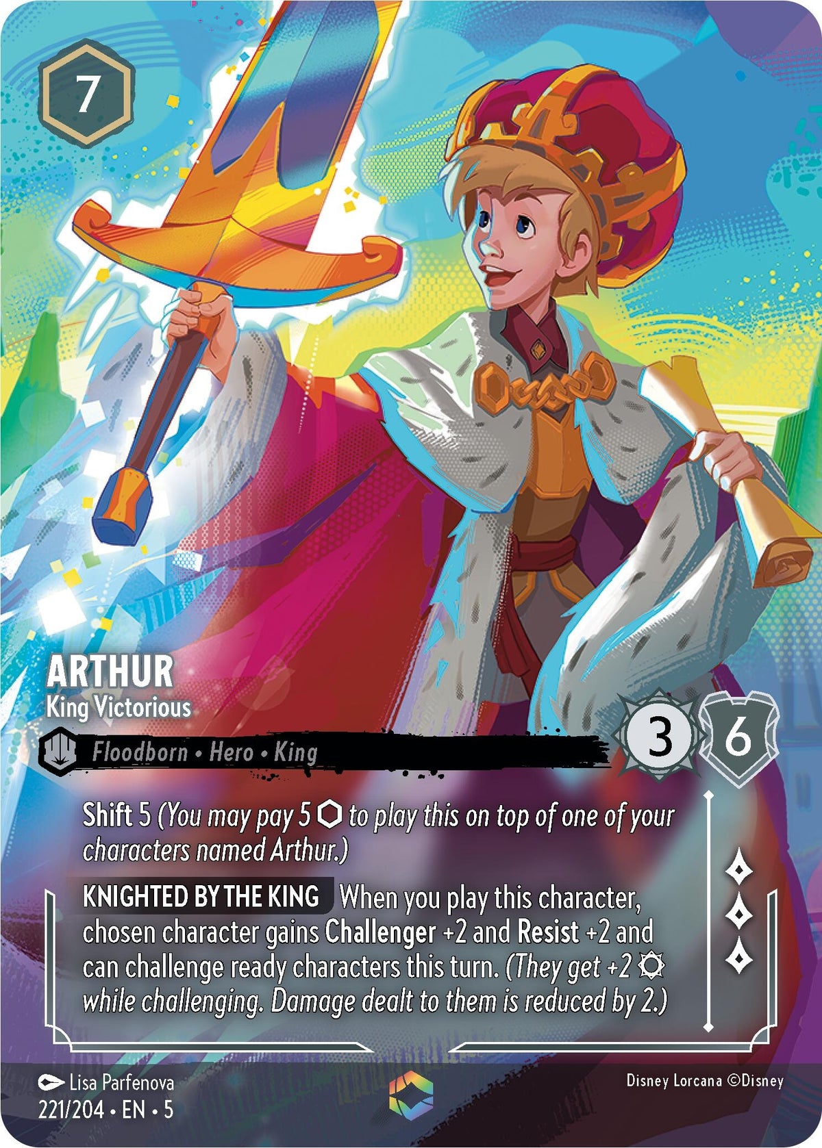 Image for Arthur - King Victorious (Enchanted) (221/204) (5) - Disney Lorcana