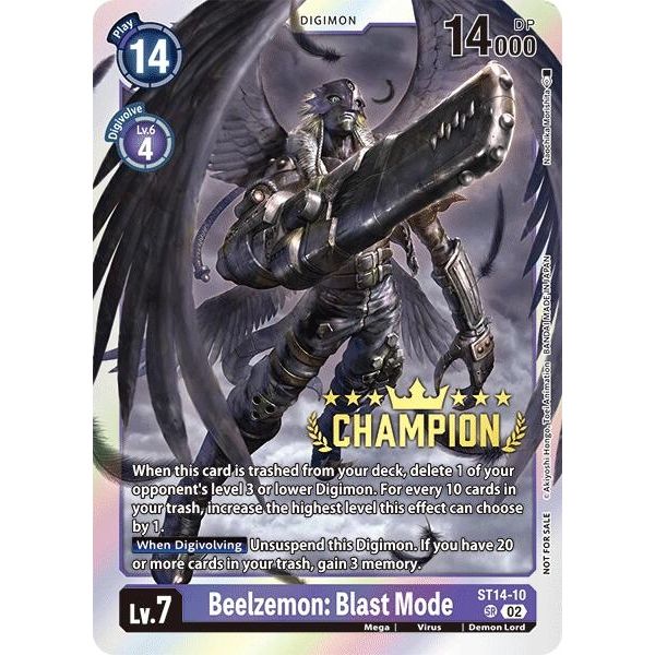 Image for Beelzemon: Blast Mode (Digimon 3-On-3 Champion) (ST14-10 SR) (ST-14) - Digimon Card Game