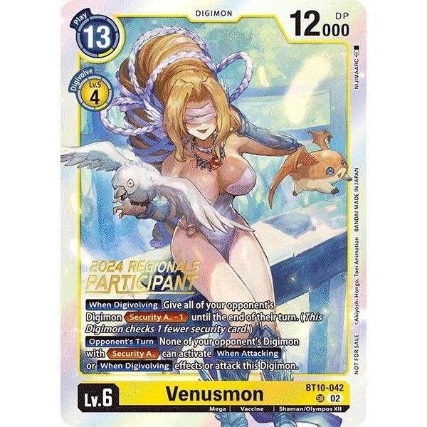 Image for Venusmon (2024 Regionals Participant) (BT10-042 SR) (BT10) - Digimon Card Game