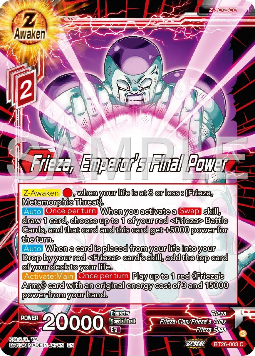 Image for Frieza, Emperor's Final Power (BT26-003) (BT26) - Dragon Ball Super: Masters
