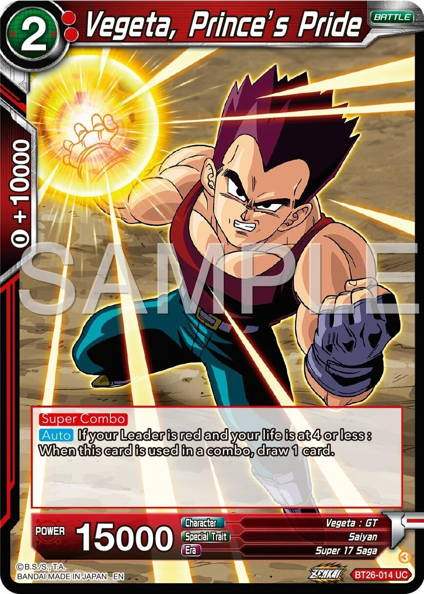 Image for Vegeta, Prince's Pride (BT26-014) (BT26) - Dragon Ball Super: Masters