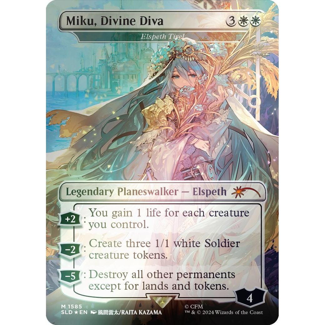 Image for Miku, Divine Diva - Elspeth Tirel (Rainbow Foil) (1585) (SLD) - Magic: The Gathering
